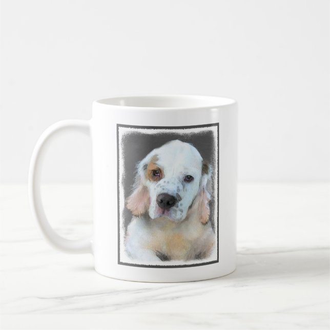 Clumber Spain Painting - Cute Original Hund Art Kaffemugg (Vänster)