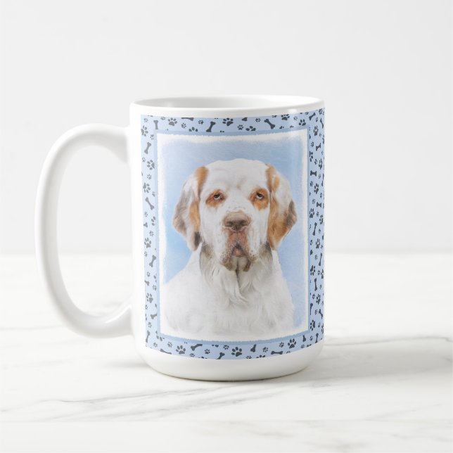 Clumber Spain Painting - Cute Original Hund Art Kaffemugg (Vänster)