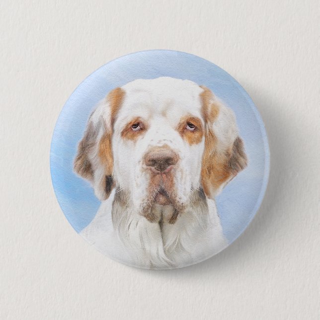 Clumber Spain Painting - Cute Original Hund Art Knapp (Framsida)