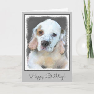 Clumber Spain Painting - Cute Original Hund Art Kort