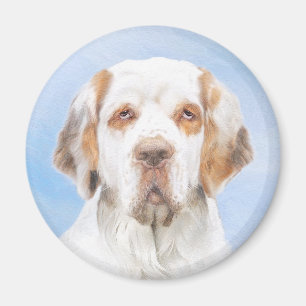 Clumber Spain Painting - Cute Original Hund Art Magnet