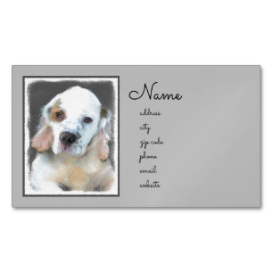 Clumber Spain Painting - Cute Original Hund Art Magnetiska Visitkort