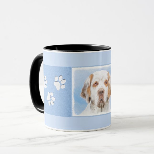 Clumber Spain Painting - Cute Original Hund Art Mugg (Framsida vänster)