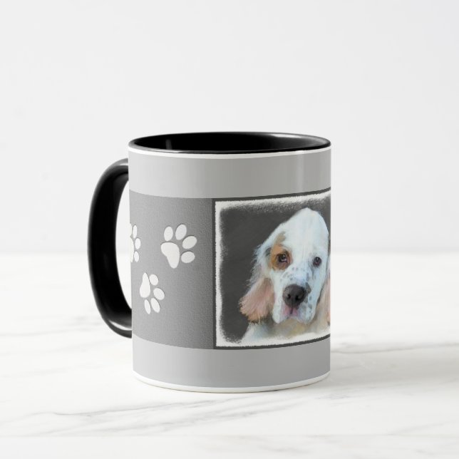 Clumber Spain Painting - Cute Original Hund Art Mugg (Framsida vänster)