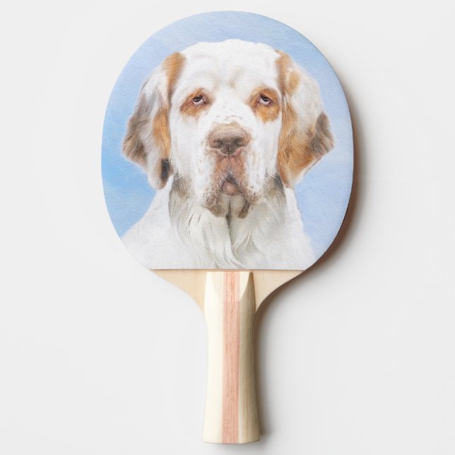 Clumber Spain Painting - Cute Original Hund Art Pingisracket (Framsidan)