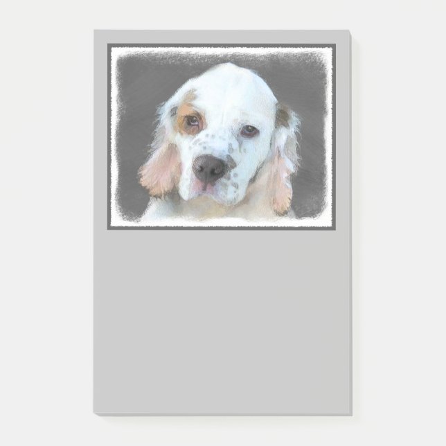Clumber Spain Painting - Cute Original Hund Art Post-it Block (Framsida)