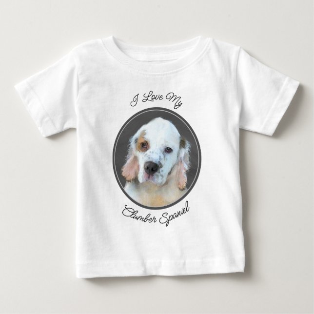 Clumber Spain Painting - Cute Original Hund Art T Shirt (Framsida)