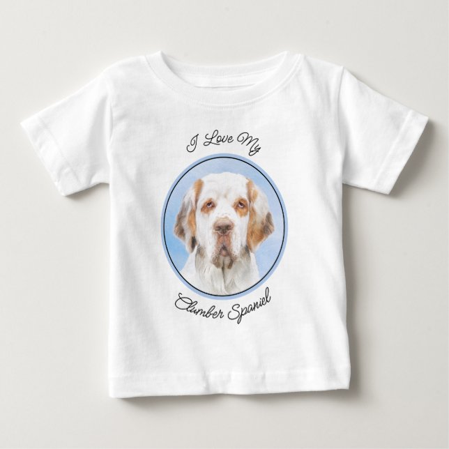 Clumber Spain Painting - Cute Original Hund Art T Shirt (Framsida)