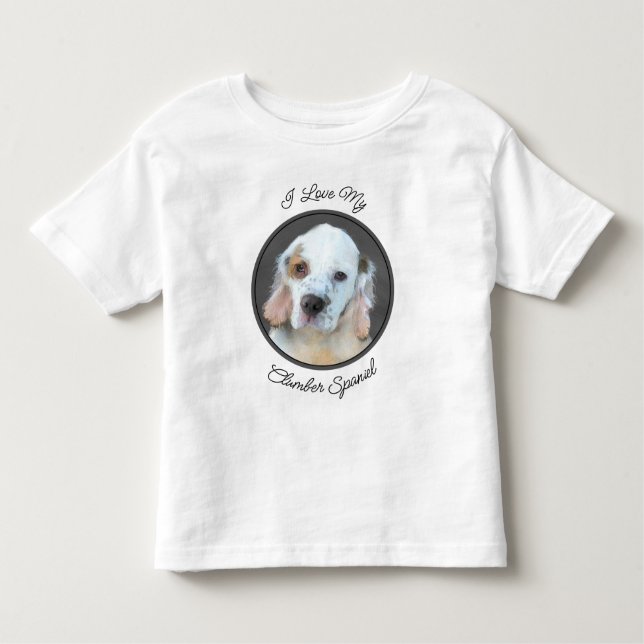 Clumber Spain Painting - Cute Original Hund Art T Shirt (Framsida)