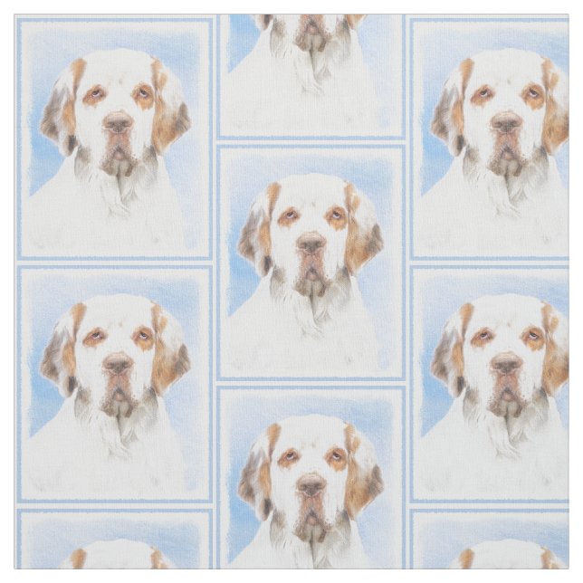 Clumber Spain Painting - Cute Original Hund Art Tyg (Provkarta)