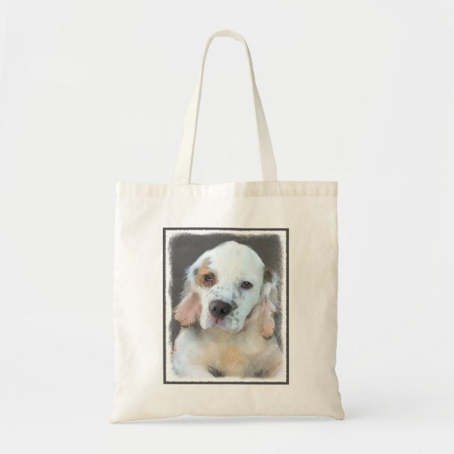 Clumber Spain Painting - Cute Original Hund Art Tygkasse (Framsidan)