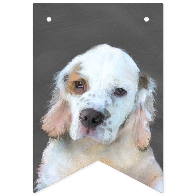 Clumber Spain Painting - Cute Original Hund Art Vimplar (Första flaggan)