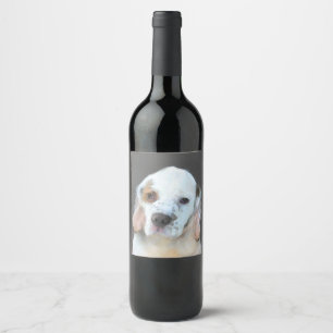 Clumber Spain Painting - Cute Original Hund Art Vinflaska Etikett