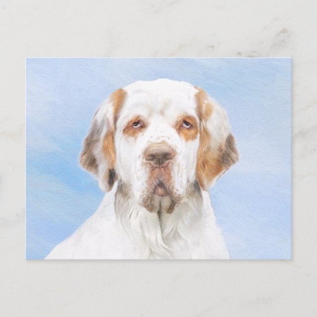 Clumber Spain Painting - Cute Original Hund Art Vykort (Framsida)