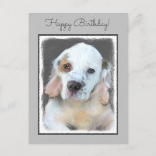Clumber Spain Painting - Cute Original Hund Art Vykort