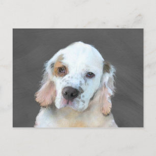 Clumber Spain Painting - Cute Original Hund Art Vykort