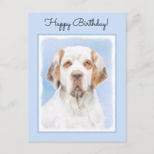 Clumber Spain Painting - Cute Original Hund Art Vykort