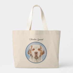 Clumber Spain Painting Cute Original Pet Hund Art Jumbo Tygkasse
