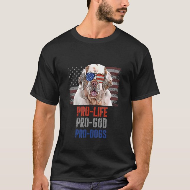 Clumber Spain Pro Life Pro God Pro Hundar T Shirt (Framsida)