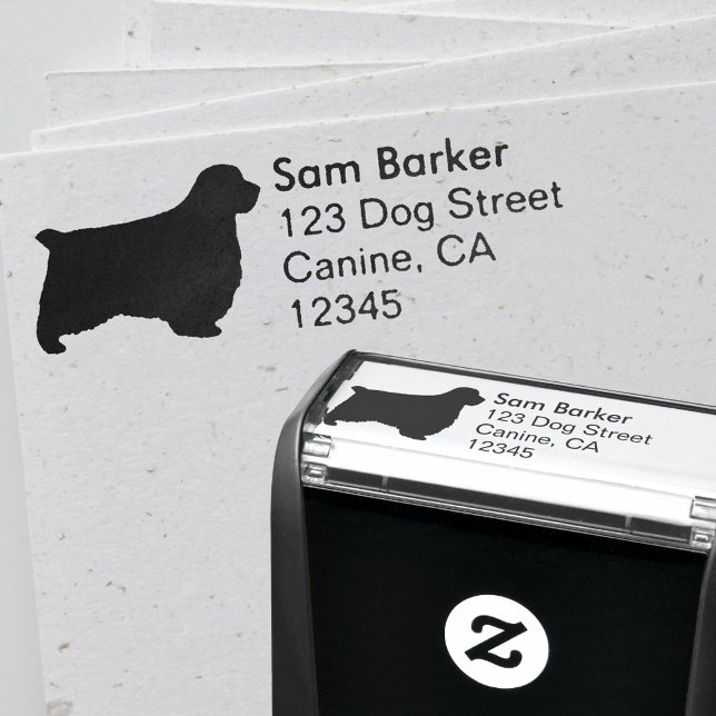 Clumber Spain Silhouette Returadress Självfärgande Stämpel (Skapare uppladdad)