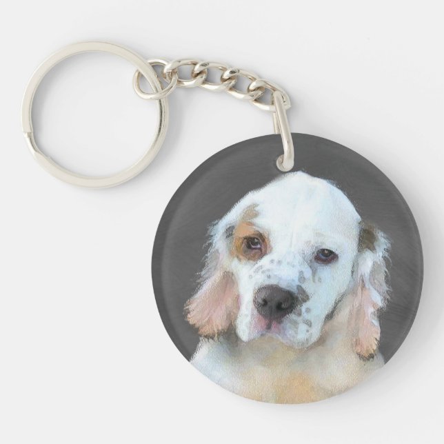 Clumber Spaniel-målning - Söt originell hundkonst (Framsidan)