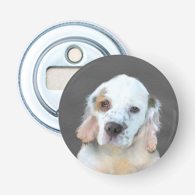 Clumber Spaniel-målning - Söt originell hundkonst Flasköppnare (Framsidan)