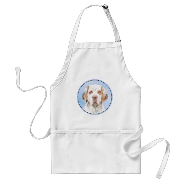 Clumber Spaniel-målning - Söt originell hundkonst Förkläde (Framsidan)