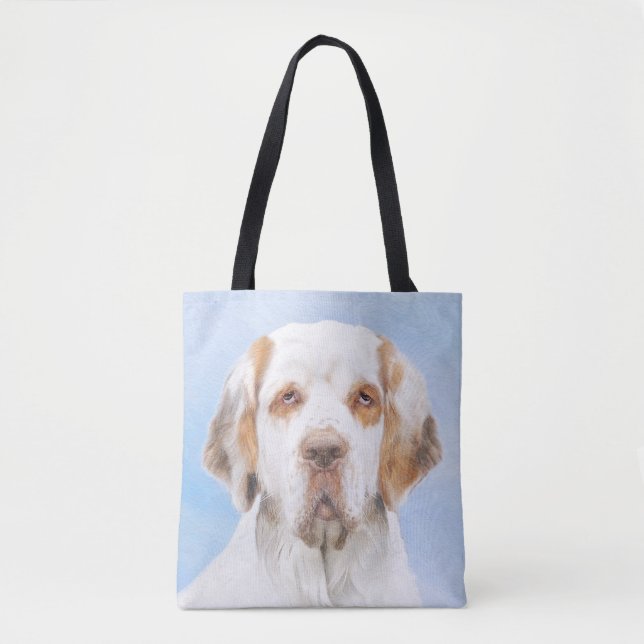 Clumber Spaniel-målning - Söt originell hundkonst Tygkasse (Framsida)