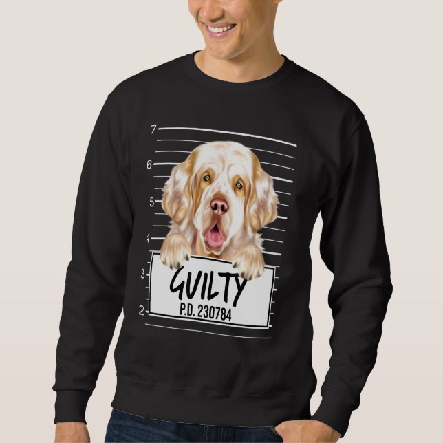 Clumber Spaniel Mugshot Skyldig Hund Lång Ärmad Tröja (Framsida)
