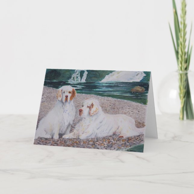 Clumber Spaniel - Pebble Beach hälsningkort Kort (Framsida)