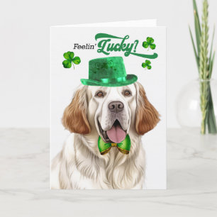 Clumber Spanska Hund Lucky St patrick's day Helgkort
