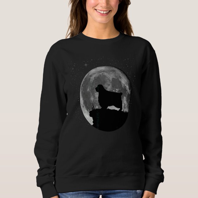 Clumber Spanska Hund Måne T Shirt (Framsida)