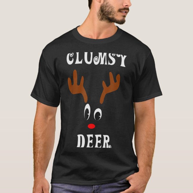 Clumsy Christmas Reindeer Angler Hunt Deer Elk  T Shirt (Framsida)