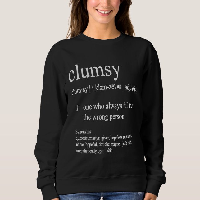Clumsy Dictionary Definition Love Valentines Depre T Shirt (Framsida)