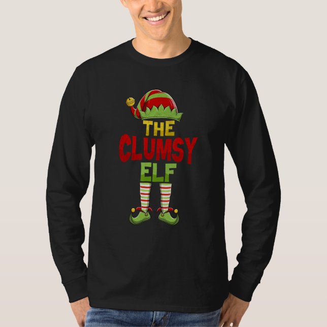Clumsy ELF Family Matching Group Christmas Pajamas T Shirt (Framsida)