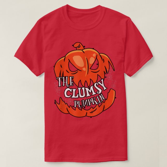 Clumsy Pumpkin Matching Family Group Halloween Par T Shirt (Design framsida)