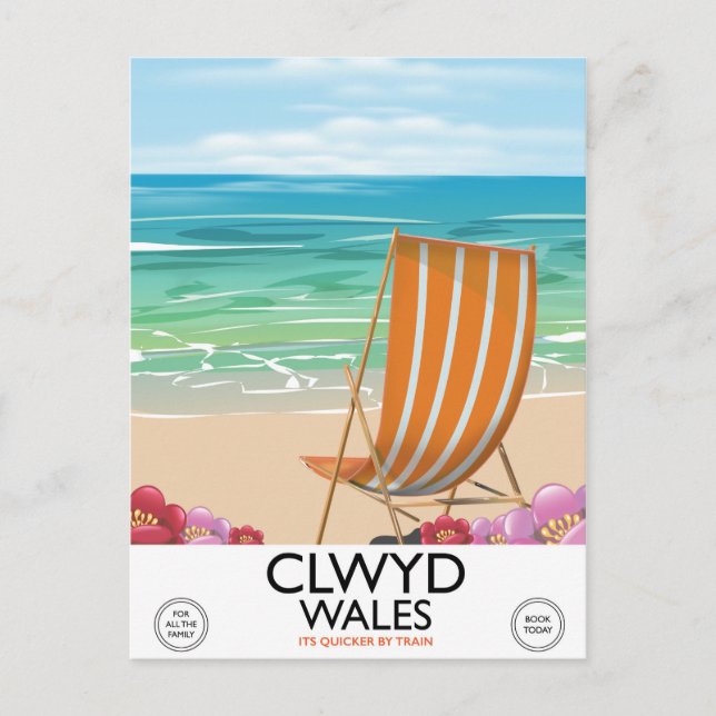 Clwyd Wales Kust reseinformation affisch Vykort (Framsida)