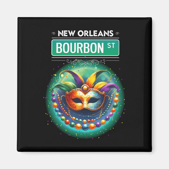 Cly New Orleans Bourbon Street Coola Roligt Nola M Magnet (Framsidan)
