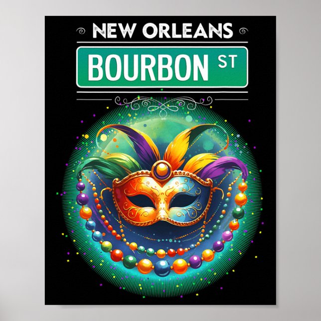 Cly New Orleans Bourbon Street Coola Roligt Nola M Poster (Framsidan)