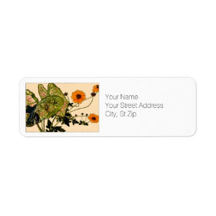 Clyaceae & Coreopsis Botanical Art Return Addres Returadress Etikett