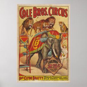 Clyde Beatty Vild Dam Animal Trainer Poster