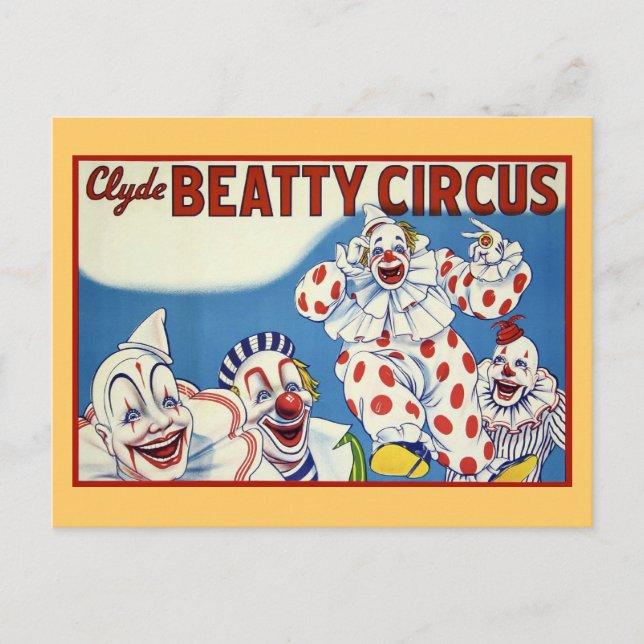 Clyde Beatty Vintage Circus Vykort (Framsida)
