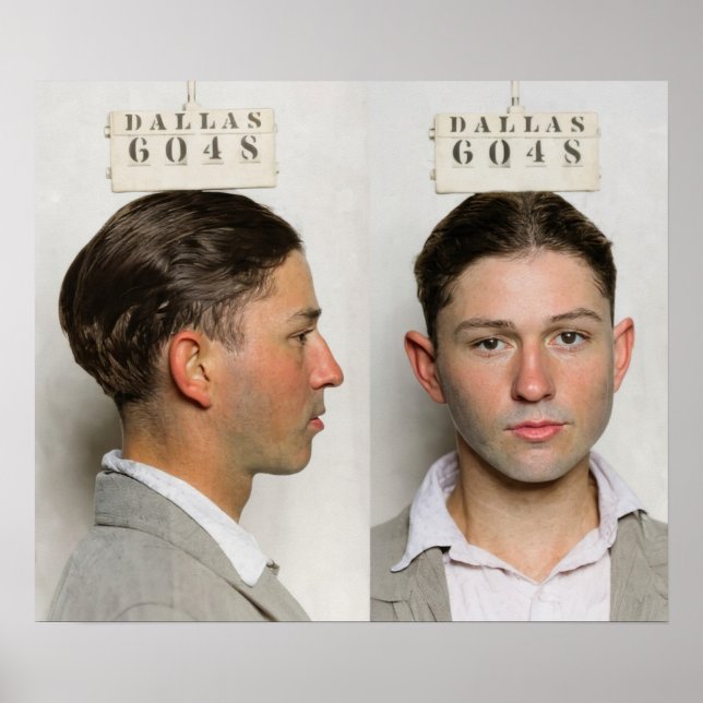 Clyde Champion Barrow Mug Shot Dallas Circa 1926  Poster (Framsidan)