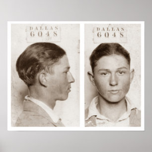 Clyde Champion Barrow Mugg Shot Dallas Circa 1926 Poster