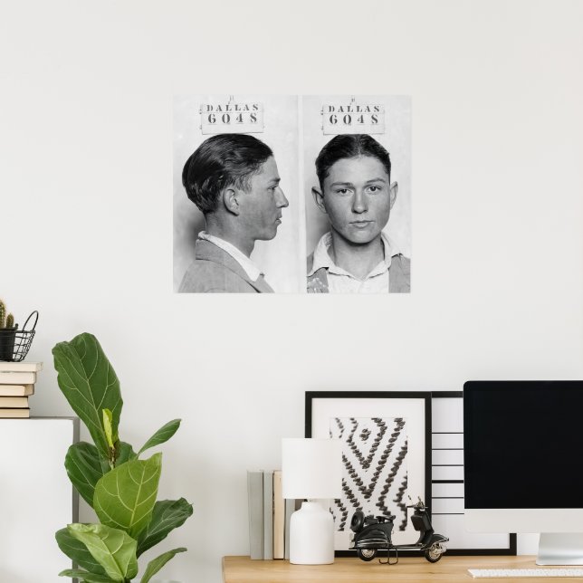 Clyde Champion Barrow MugShot Dallas Circa 1926 Poster (Hemmakontoret)