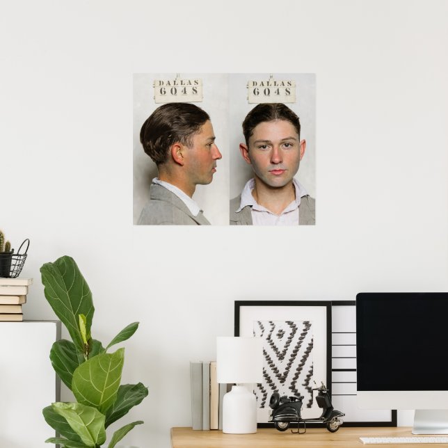 Clyde Champion Barrow MugShot Dallas Circa 1926 Poster (Hemmakontoret)