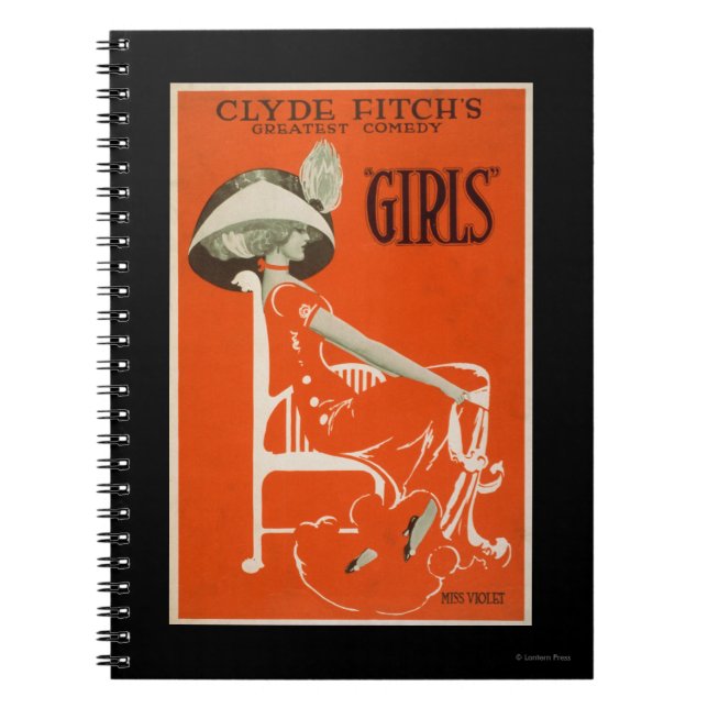 Clyde Fitch Underbarare komedi, "Girls" teater 2 Anteckningsbok Med Spiral (Framsidan)
