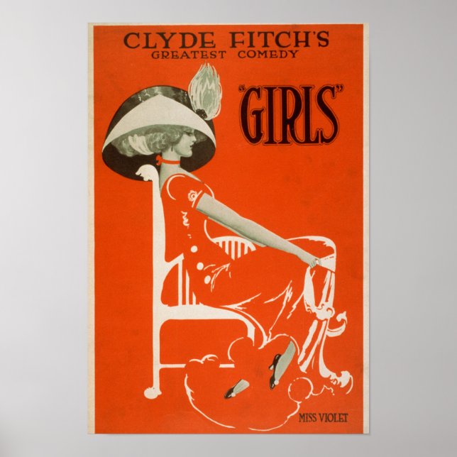 Clyde Fitch Underbarare komedi, "Girls" teater 2 Poster (Framsidan)