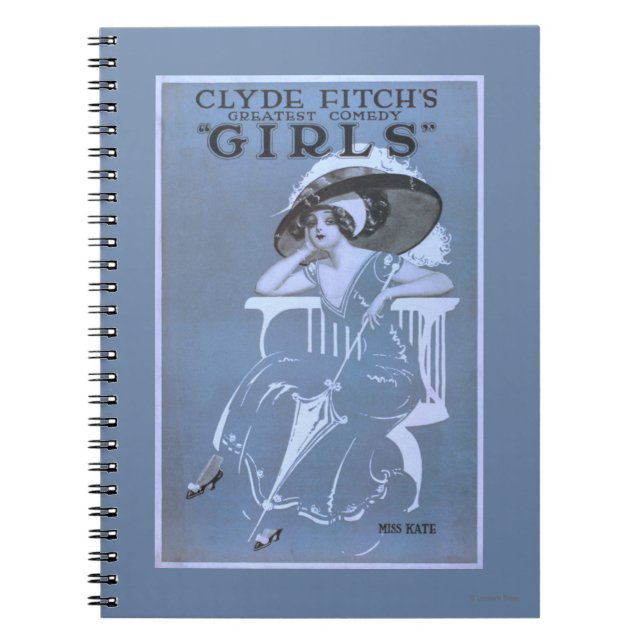 Clyde Fitch Underbarare komedi, "Girls"-teater Anteckningsbok Med Spiral (Framsidan)