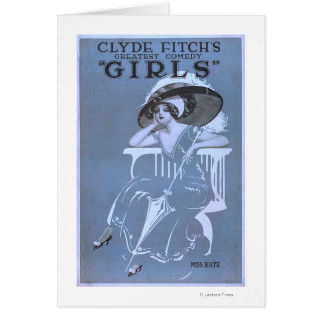 Clyde Fitch Underbarare komedi, "Girls"-teater Hälsningskort (Framsidan)